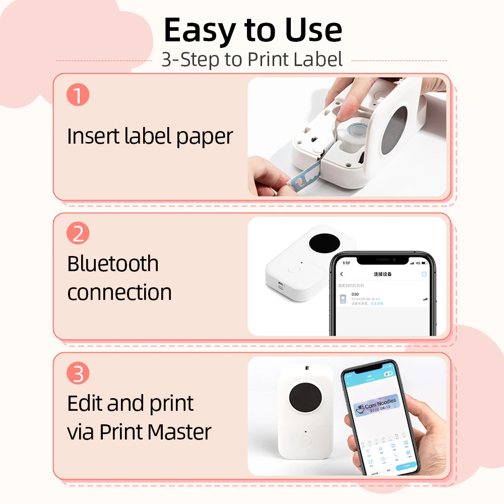 Label Maker Phomemo D30 Mini Thermische Label Printer Draagbare Inktloze Afdrukken Sticker Printer Bluethooth Diy Etikettering Machine