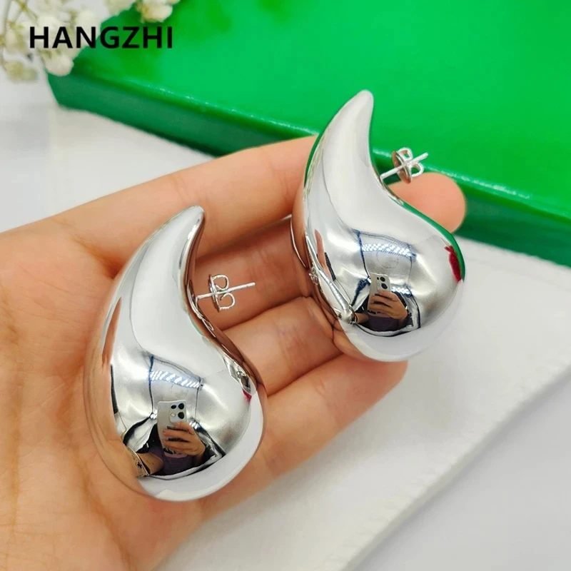 

HangZhi Fashion Chunky Huge Size 4CM Water Drop Earrings for Women Charm Exaggerated Thick Big Large Jewelry 2023 New Design