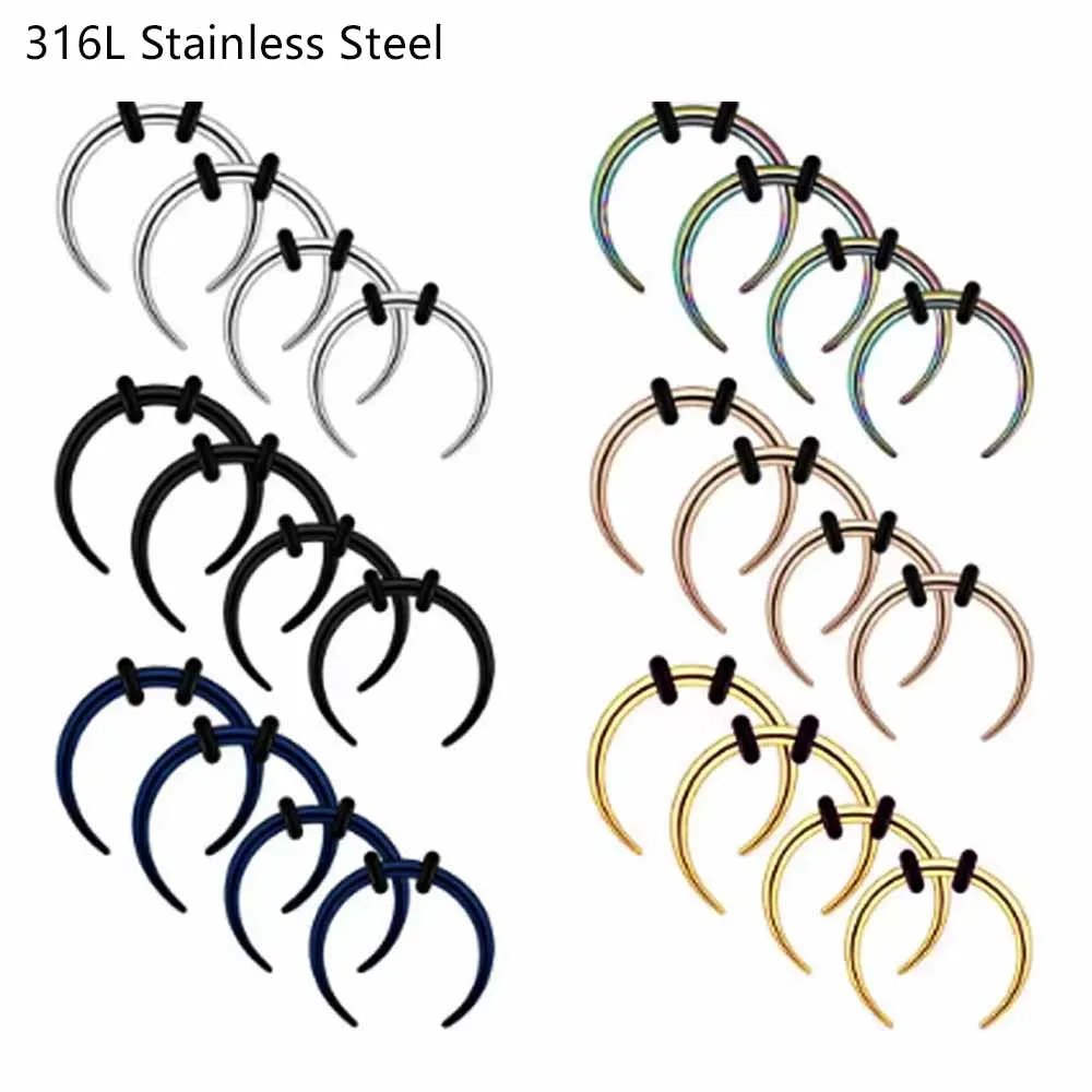 Wholesale 10 Pcs 16G/14G/12G/10G Septum Nose Rings Horseshoe Hoop Pincher Taper Helix Piercing Daith Earrings