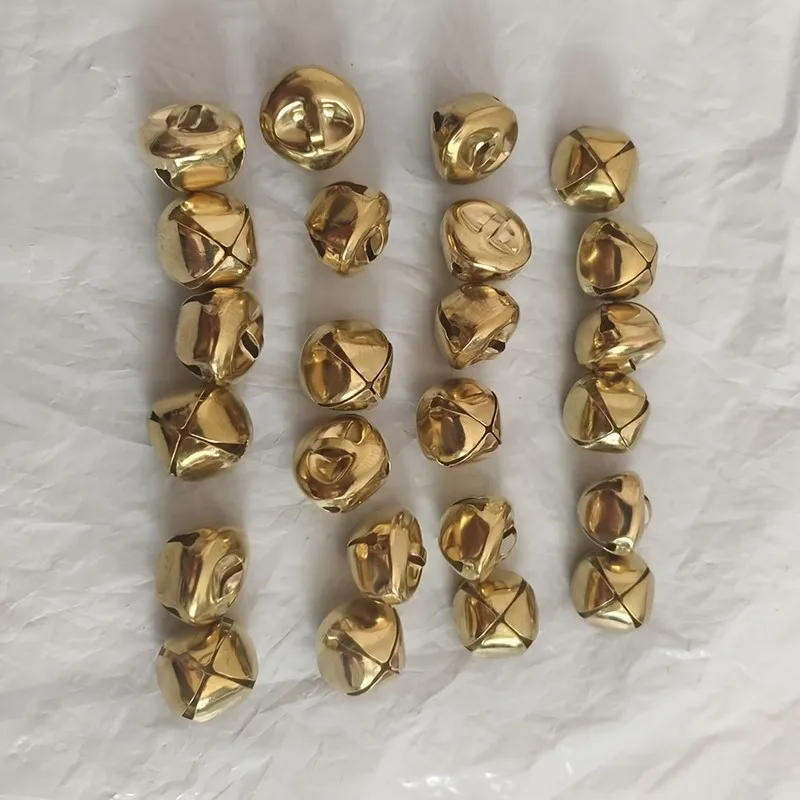 130 pcs 8mm Metal Craft Bells, Cross Shape Design, Wedding Decoration Home Hanging Ornament, Metal Alloy Material, Gold