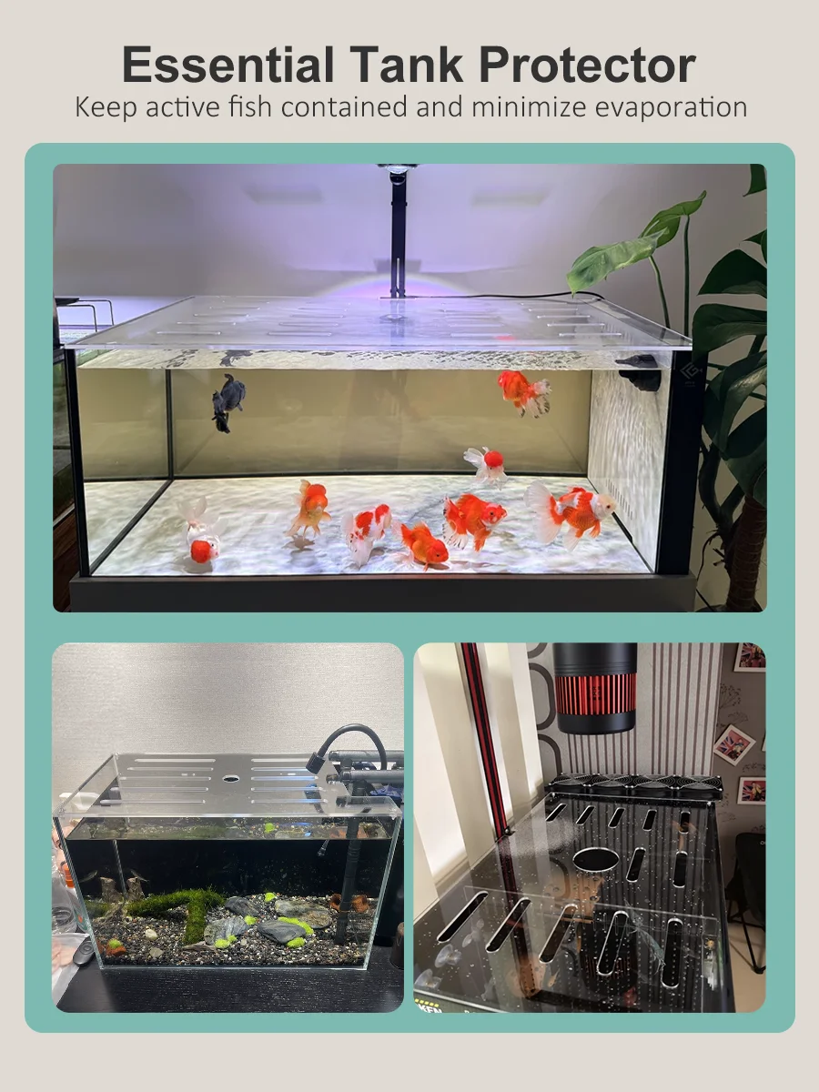 Aquarium Fish Tank Cover with Ventilation Holes Polycarbonate Anti-jumping Tank Lid 6mm Customizable Size