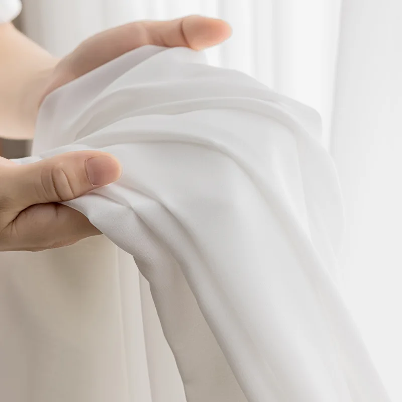 Hoge kwaliteit superzachte elegante crème witte tule gordijnen voor woonkamer decor beige raam pure voile moderne slaapkamer chiffon