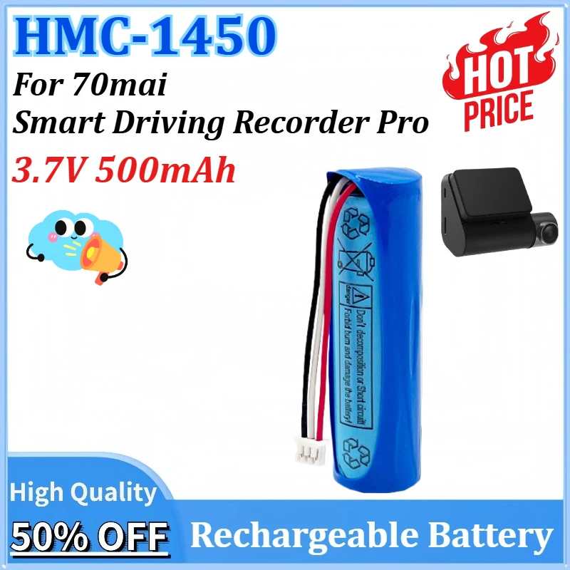 

Newly upgraded HMC-1450 3.7V 500mAh Replacement for 70mai Smart Driving Recorder Pro for Midrive D02 Rechargeable Battery
