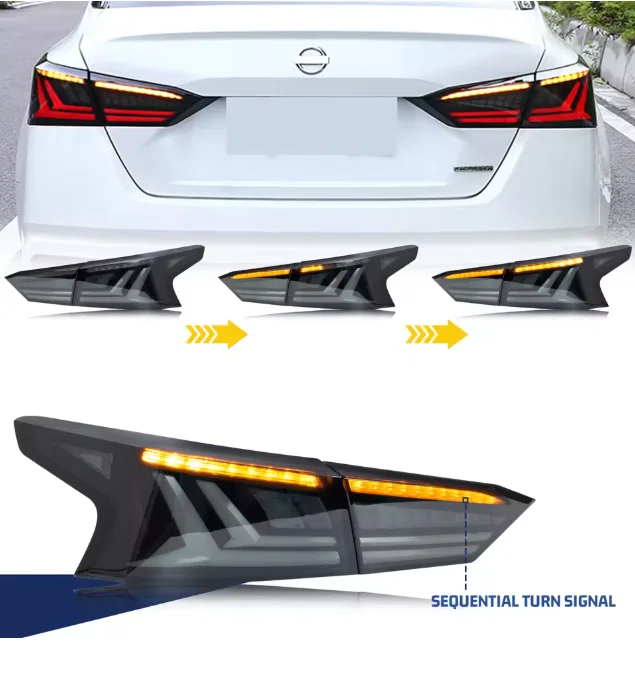 2019-2025 for Nissan Altima LED Tail Lights Iron Smoked Rear Lamps with SR Sequential Signal Start-up Animation Assembly