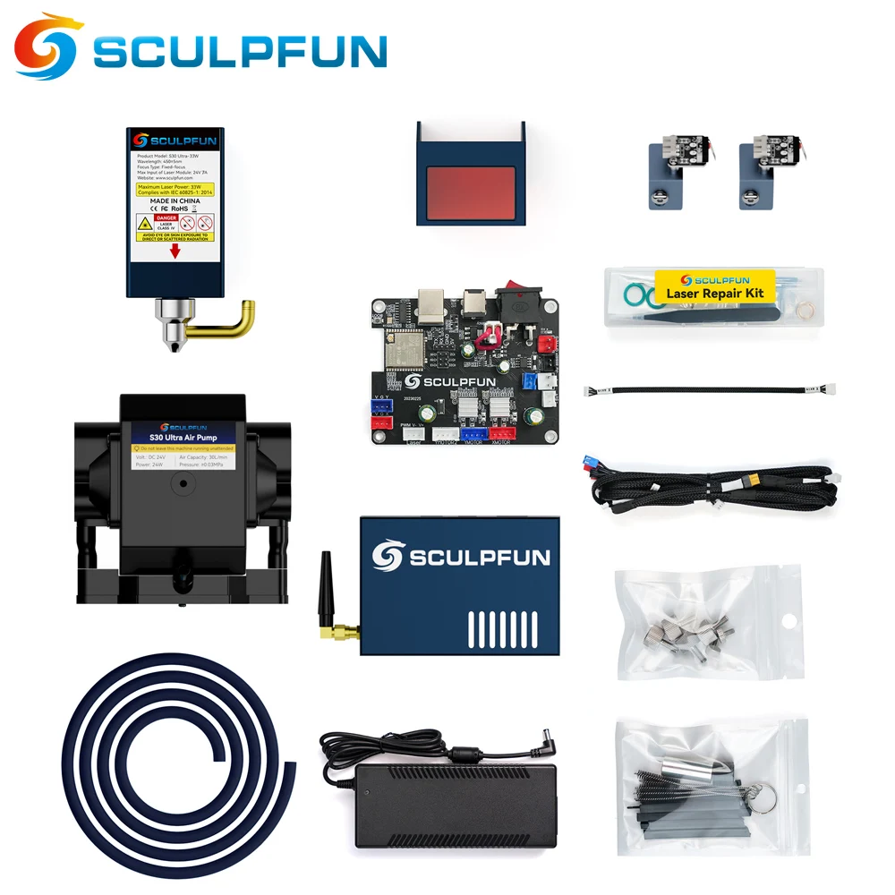 

SCULPFUN Upgrade Laser Module 33W Laser Head with Air Assist Pump For S6/S9/S30 Series/S30 Ultra Series Laser Engraving Machine