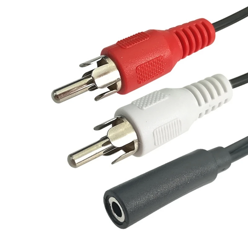 3.5mm Female Stereo to 2-RCA Male Plug Aux Audio Headphone Jack Converter Adapter Cable for DVD TV Audio Cables