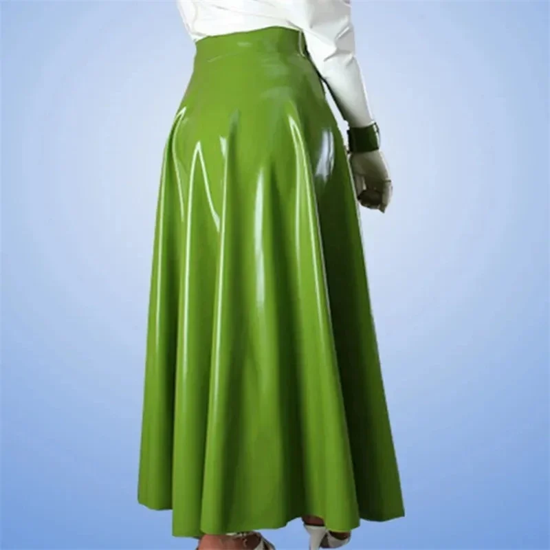 

England Style Women's Pleated Ankle-length Long Latex Skirt No Zip with 100% Handmade