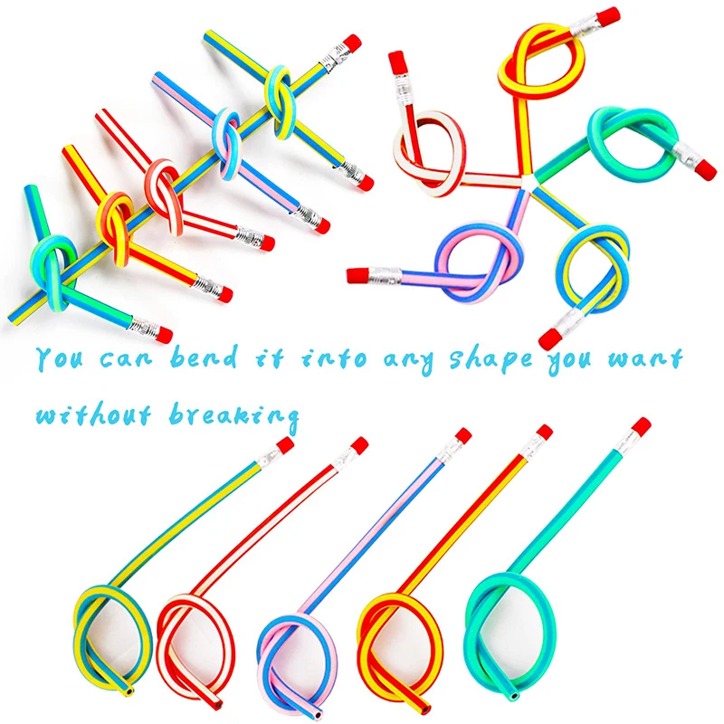 ملون ماجيك Bendy قلم رصاص مع ممحاة ، القرطاسية لطيف ، مرنة ، مدرسة الطالب واللوازم المكتبية ، الكورية ، 50 قطعة