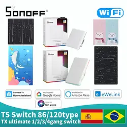 SONOFF T5 TX 궁극의 와이파이 스위치, 스마트 LED 조명, 멀티 센서 터치 센서, eWeLink Alexa Google Siri Alice와 호환, 86mm, 120mm