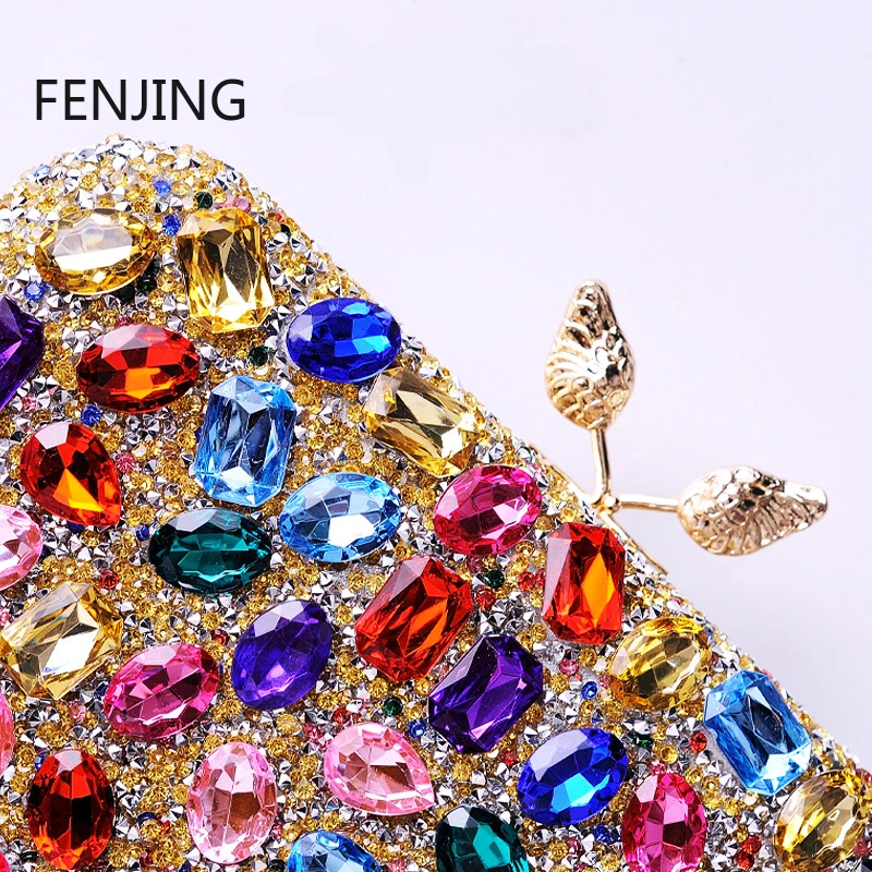 Colorful Rhinestone Clutches for Women Party Wedding Purses Luxury Designer Crossbody Bag 2024 Handbags Diamond Clutch Evening