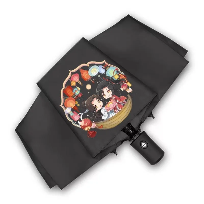 

Благословение небожителей,Черно-белый, TI Guan Ci Fu, небесное официальное благословение, аниме в китайском стиле, анти-УФ-излучение, автоматический компактный зонт от дождя для женщин и мужчин