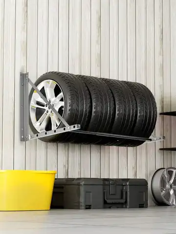 Wall Mounted Folding Tire Rack, 32' - 48' Adjustable Tire Rack, Q235 Heavy-Duty Steel Tire Storage Rack For R14-R20 Inch Standar