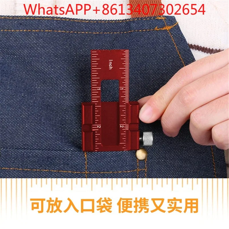 Woodworking Precision Pocket Aluminum Slide Ruler Inch Metric T-Scribe Square Tool Strap Slide (2PCS)