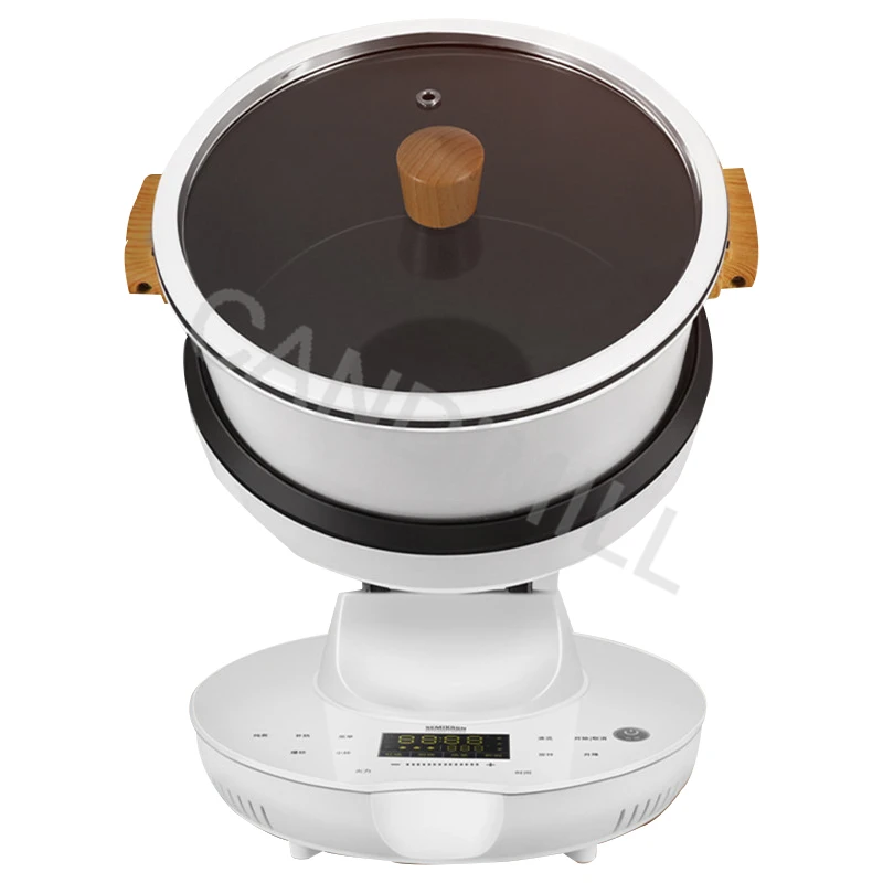 6L Automatic Rotary Cooking Machine 2000W Intelligent Multi-function Electric Stir Frying Pot Kitchen Rice Cooker