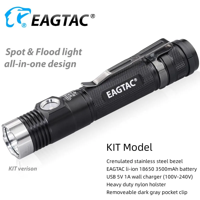 EAGTAC DX30LC2 ريال كري XP-L مرحبا نيتشيا 219B 219C CRI92 LED مصباح يدوي قابل لإعادة الشحن 18650 CR123A إضاءة صيد بنيت في شاحن