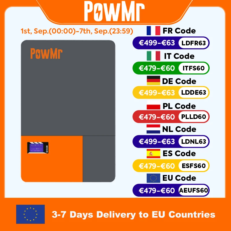 PowMr Powerwall 48V 200AH 100AH LiFePO4-batterij 10KWH 5KWH Energie Zonne-lithiumbatterij 6000+ cyclus KAN BMS Tot 16 inch parallel