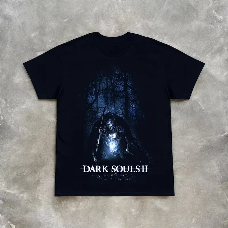 Retro-style Dark Souls 2 Souls-themed retro Y2K video game T-shirt, all-season couple's pure cotton streetwear men clothing top