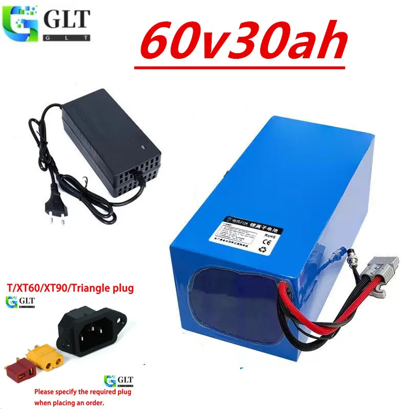 60V 30Ah Lifepo4 Battery Pack 16S6P 21700 1000-2500W High Power Electric Vehicle Scooter Motorcycle Tricycle +67.2V 5A Charger