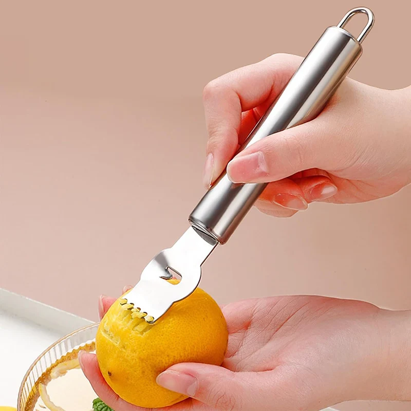 Терка для лимона из нержавеющей стали, овощечистка для цитрусовых, инструменты для очистки лимона и апельсина, овощечистка для фруктов, кухонные гаджеты, аксессуары для бара