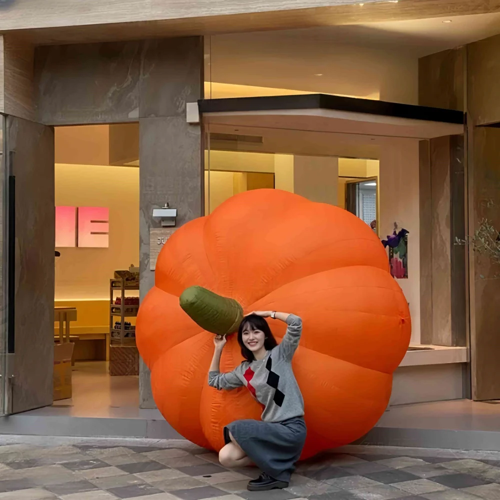 2.4 متر/8FT هالوين المطاطية كبيرة القرع ساحة نموذج المدمج في أضواء LED في الهواء الطلق لحديقة الحديقة عطلة موضوع الزخرفية الدعائم