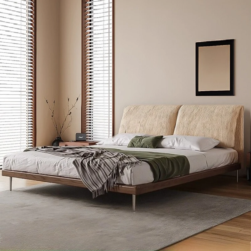 

150x200cm 180x200cm Vintage Chenille Double Bed Bedroom Beds Bed Bases And Frames Velvet Mattress Set All Solid Wood Bed Board
