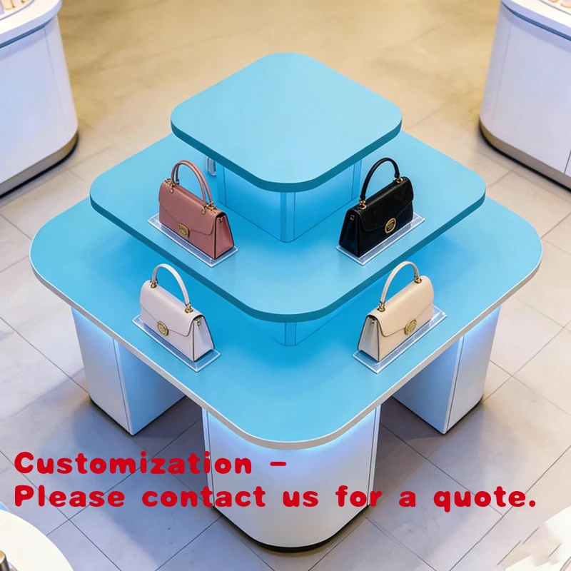 

Customize.Luxury Wooden Handbag Display Rack with LED Light High-End Purse Store Luxury Boutique Showcase