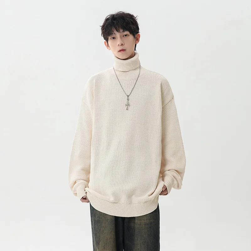 

Носите базовый вязаный свитер осенью и зимой, однотонный свитер для пожилых людей, свободный и универсальный свитер в корейском стиле.