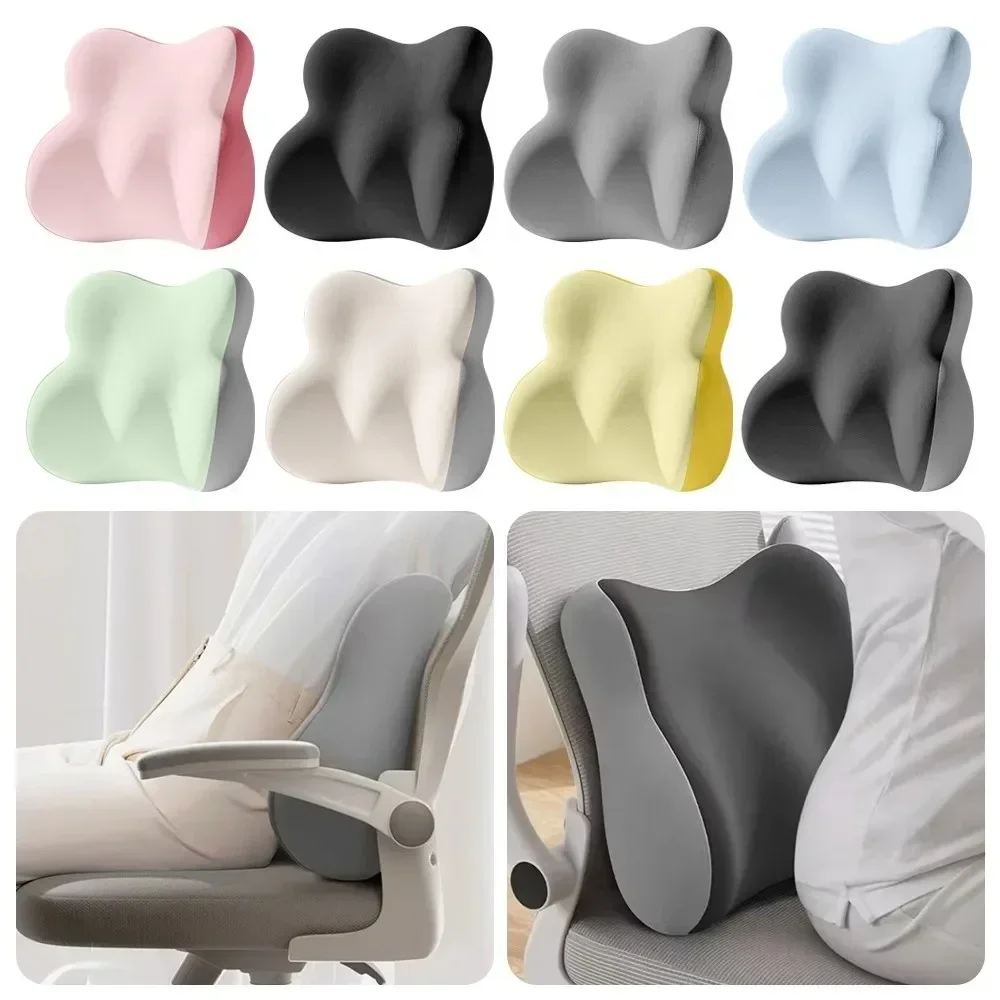 Lumbar Pillow For Car Ergonomic Memory Foam Breathable Headrest Car Neck Pillow Kit For Vehicle Truck Travel Trip Commuting