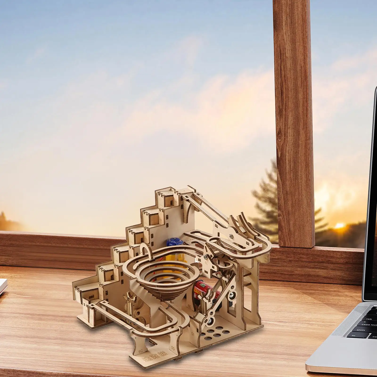 نموذج تشغيل رخامي DIY لغز خشبي كهربائي ثلاثي الأبعاد لتزيين هدايا عيد الميلاد
