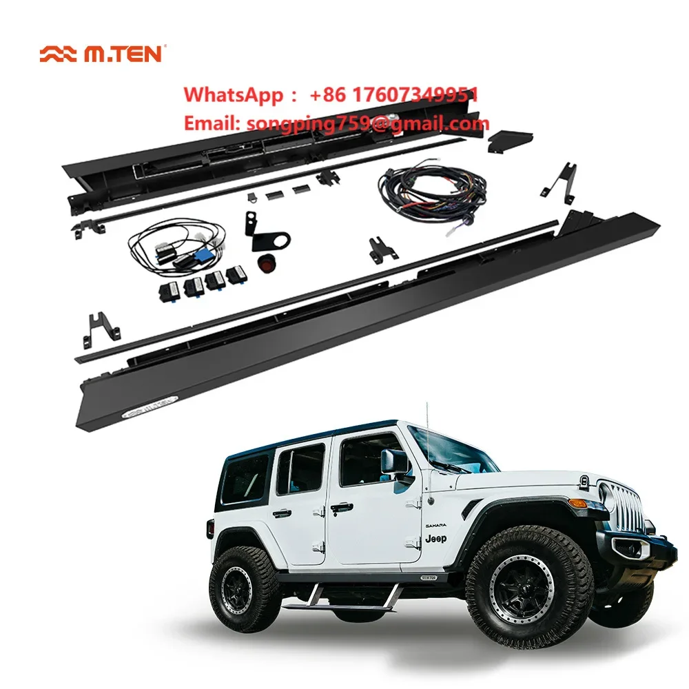 M-TEN Steel Electric Auto Retractable Full Set Sports Style Car Running Board Side Steps 195x70x50cm 71.5KG No Drilling