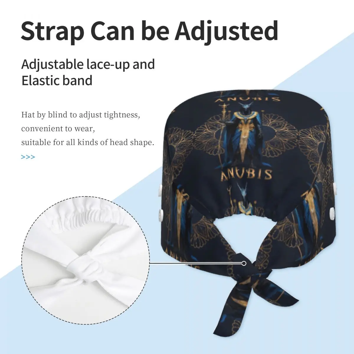 Anubis The Jackal-Headed God Of The Dead Egyptian God Scrub Hat Doctor Working Surgical Cap Men Women Adjustable Nursing Caps view 3