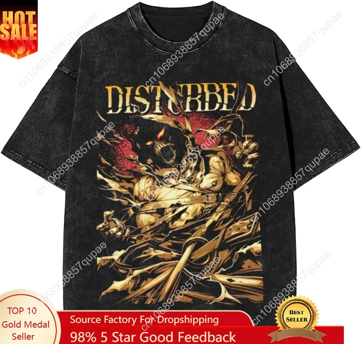 

Disturbeds Band Vintage Oversized T Shirt Unisex Cotton Tee Crew Neck Short Sleeve Tops Summer