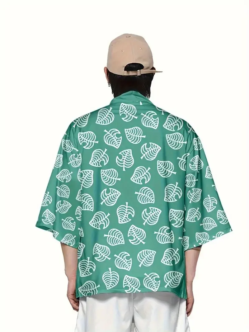 

Game Animal Character Cosplay Costume Men Women Cute Leaf Print Japanese Kimono Cloak Pink Green Plus Size Haori Cardigan Jacket