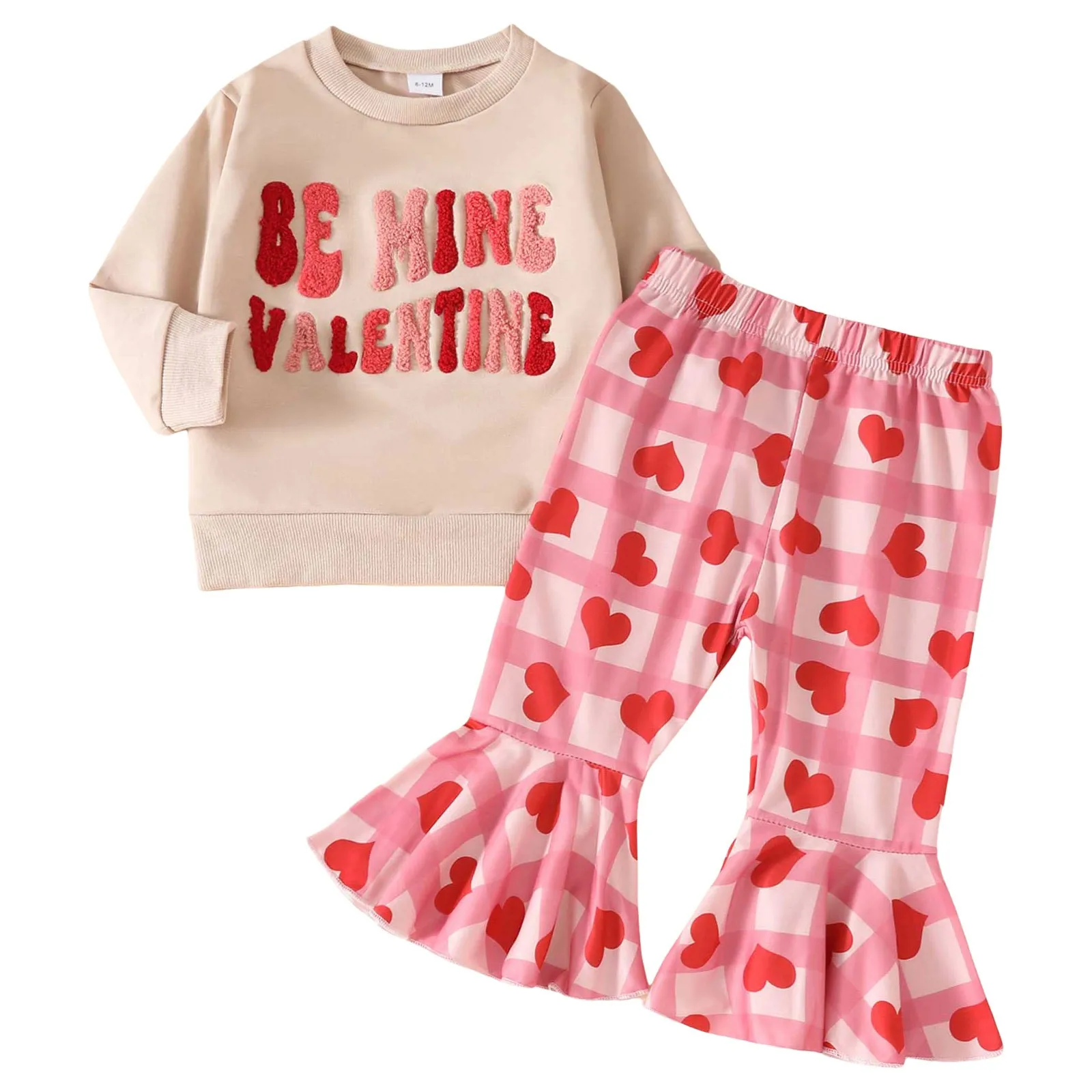 

Teen Girl Fashion Toddler Baby Girls Valentines Day Outfits Long Sleeve Letter Sweatshirt Shirt Heart Flared Little Girl Legging