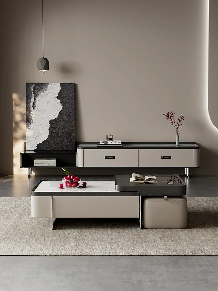 TV cabinet storage locker integrated small apartment high-end coffee table combination