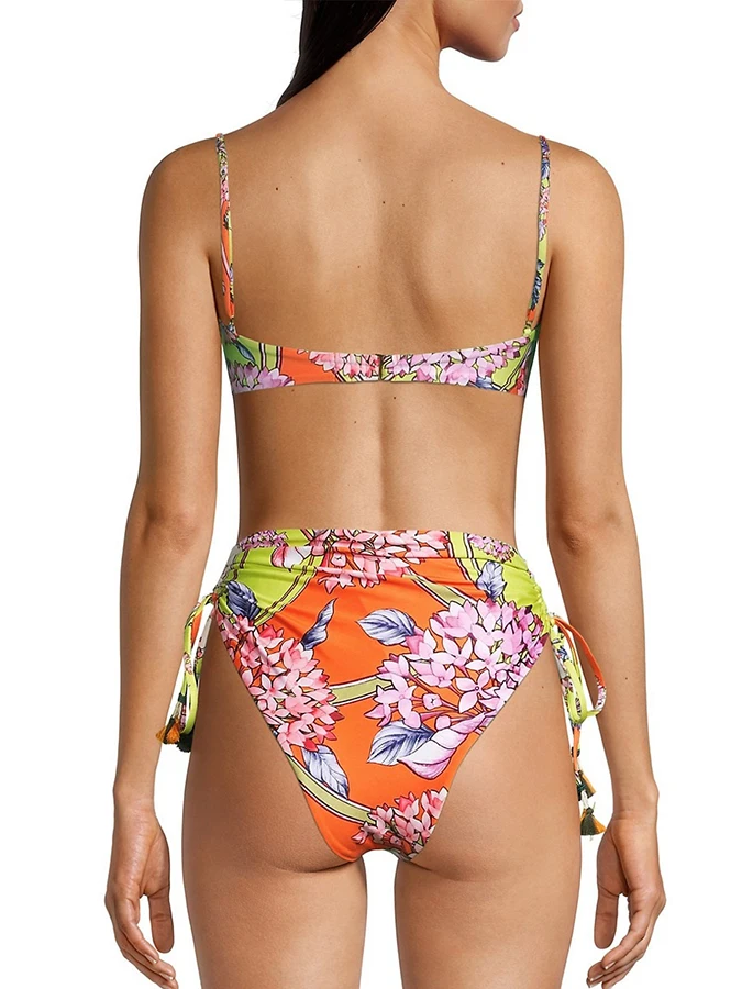 Bikini con estampado de bloques de color Floral multicolor para mujer, pieza dividida, playa, playa, verano, novedad de 2023