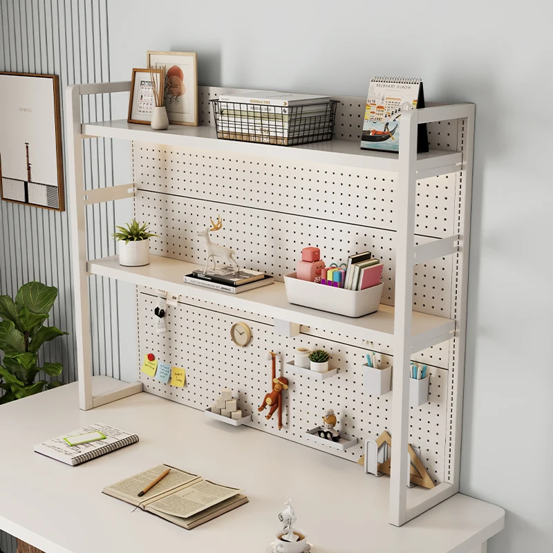 Adjustable Metal Pegboard Organizer Multi-Tier Desk Shelves for Office Space Saving Iron Shelf PC Workstation Accessories
