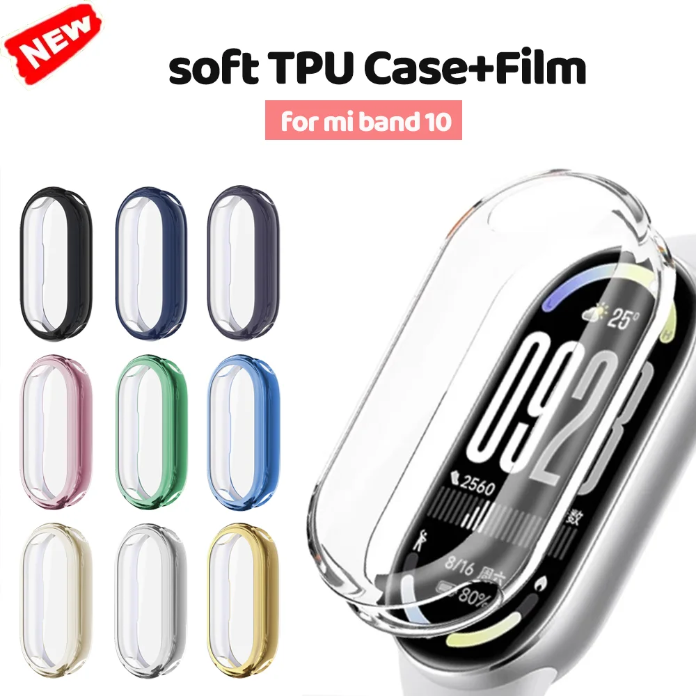 Miękkie etui TPU + folia do paska mi band 10 Akcesoria Ochraniacz ekranu Wszechstronna osłona Nylonowa pleciona bransoletka do xiaomi band 10 — 2