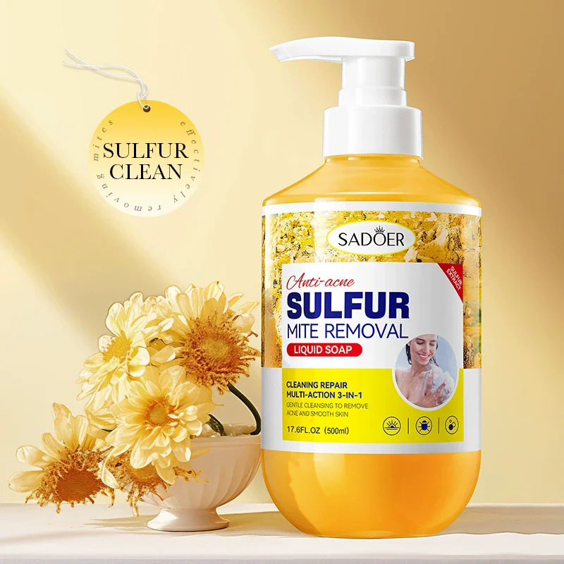 Gel de ducha para eliminación de ácaros en azufre, loción de ducha hidratante corporal para limpieza