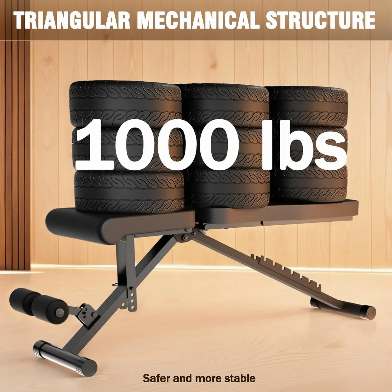 Heavy Duty 1000LBS Adjustable Weight Bench, 14-In-1 Multi-Functional Incline Decline Flat Bench Press, Foldable Full Body Dumbbe