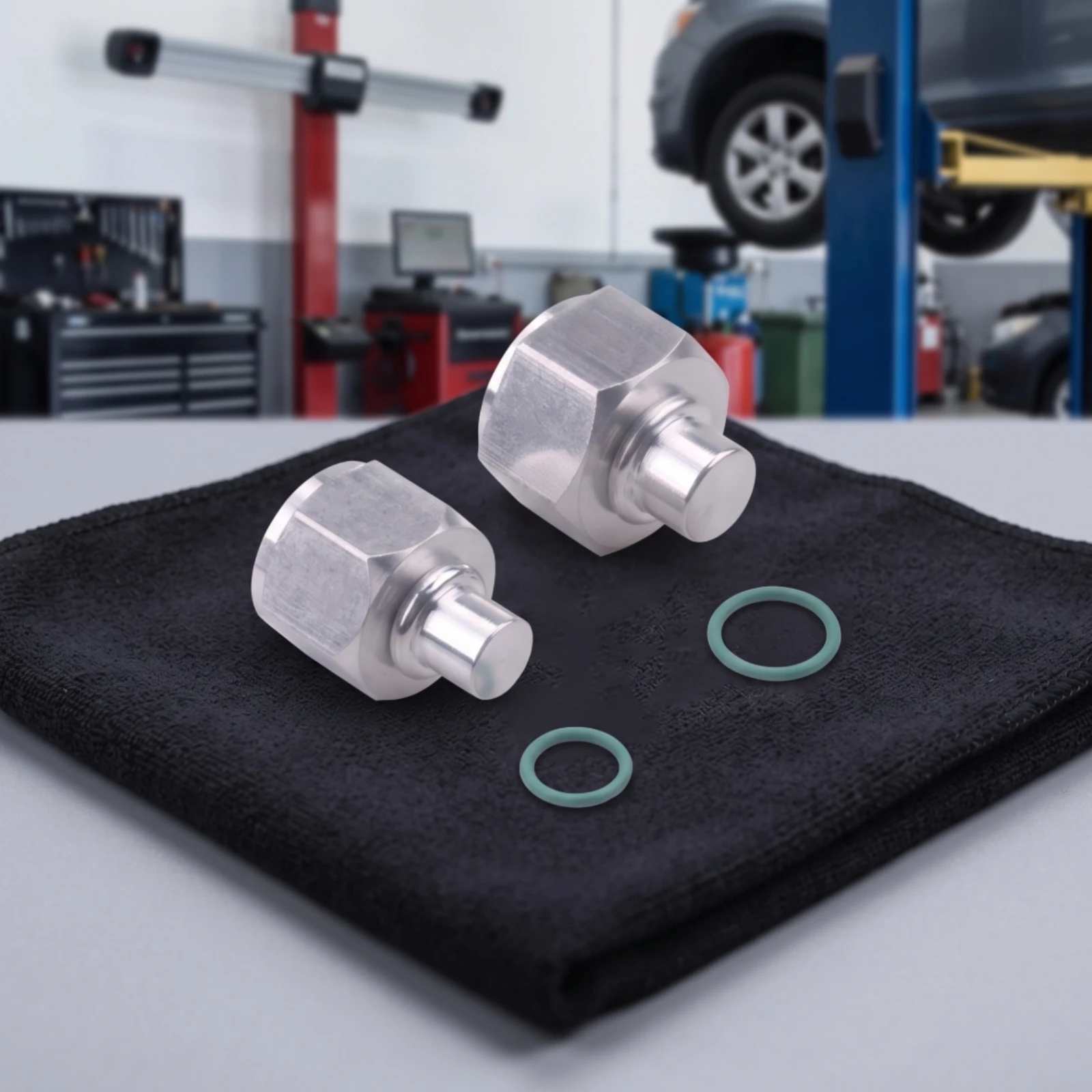 Rear A/C Block off Kit Compatible A/C Block off Kit with Sealing Rings Fittings Leakage Resistant Auto Part Threaded for DIYers