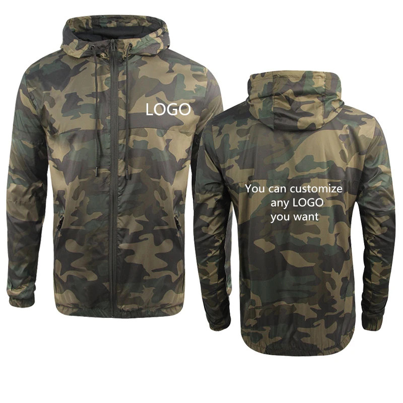 

Men's Jackets Sweatshirt Can Customize Any Logo Print Spring Autumn Zipper Hoodie Sportswear High Quality Camouflage Male Coat