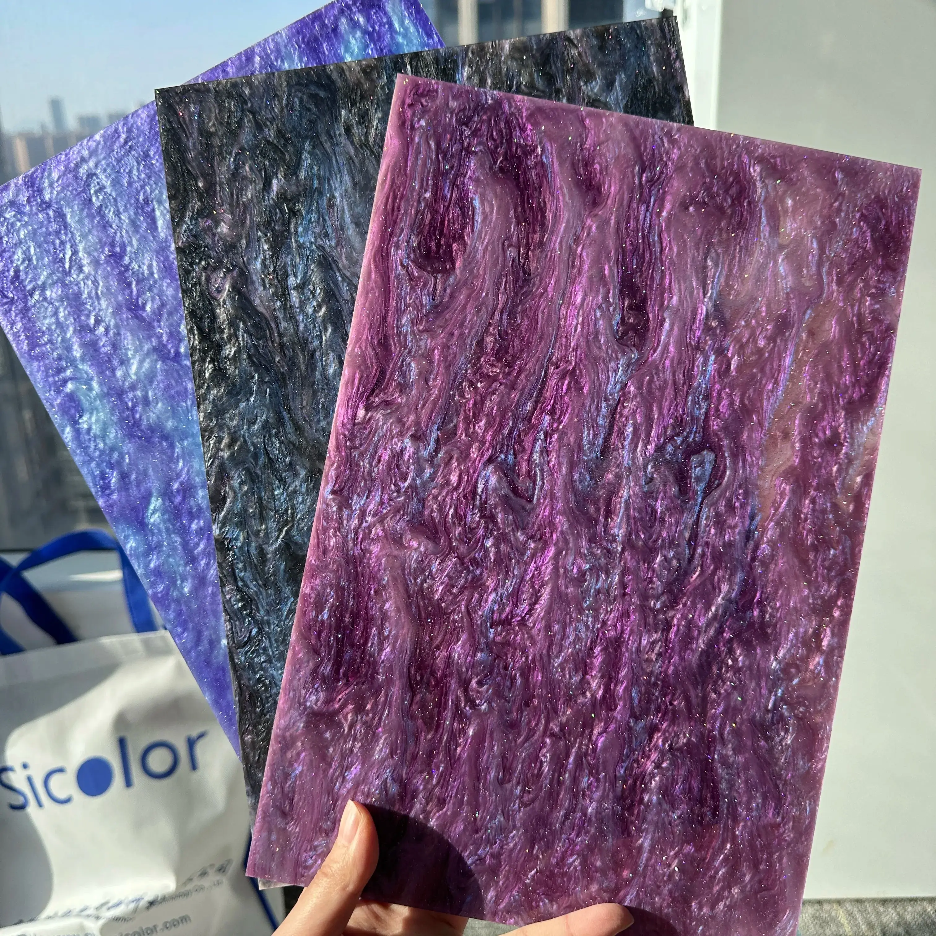 

Acrylic Sheet Purple Set of 3 3MM Thickness Material for Home Decoration For making jewelry, etc.