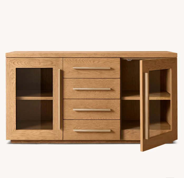 Móveis de sala de jantar em madeira maciça Aparador de porta dupla com gavetas