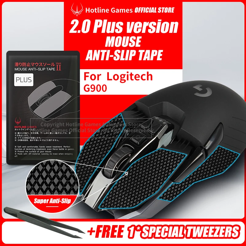 

1 Pack Hotline Games 2.0 Plus Mouse Anti-Slip Grip Tape for Logitech G900 G903,Grip Upgrade,Moisture Wicking,Easy to Apply