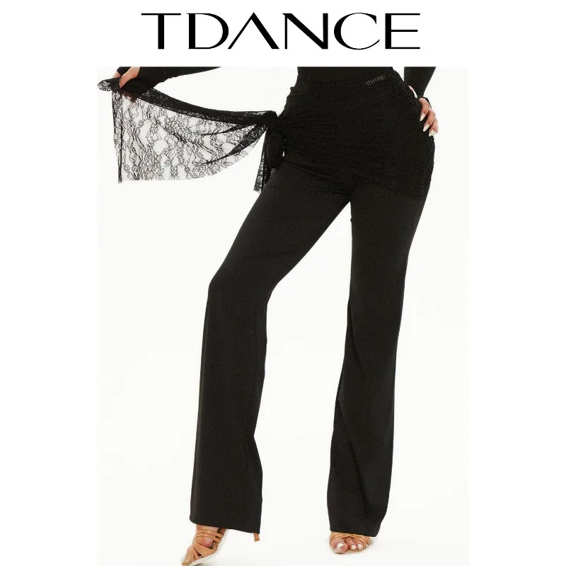 customized TDANCE Latin Dance Practice Dress Hip hugging Micro flared Pants Lace Drifting Teacher's Classroom Dressing Female
