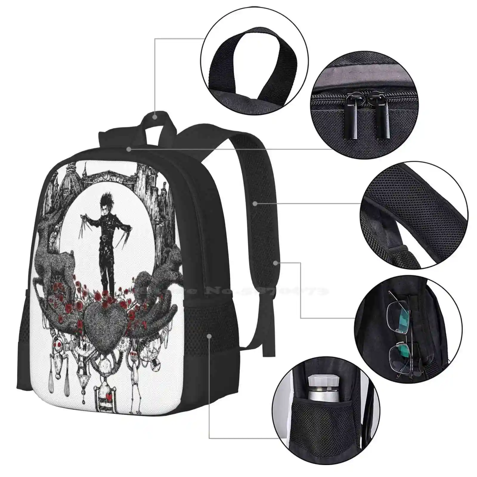 Eistanz Teen College Student Rucksack Muster Design Taschen Edward Scissor hands Zeichnungen