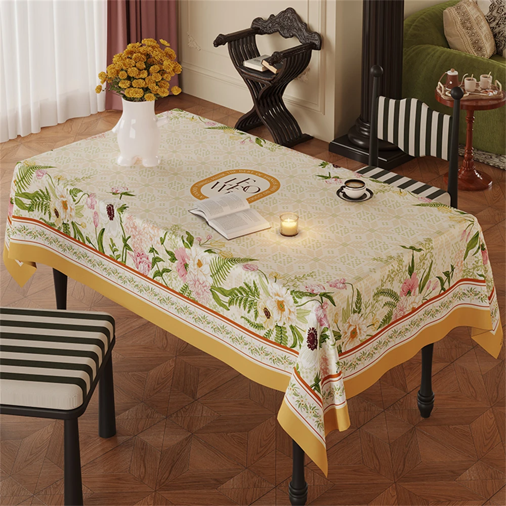 Pastoral Household Tablecloth Waterproof And Oil-Proof Protective Tablecloth Cotton And Linen Fabric Coffee Table Customization