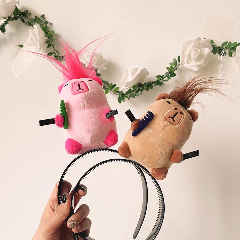 Funny Capybara Plush Toys Kawaii Stuffed Animals Fluffy Capybara Keyrings Backpack Keychain Pendants Plush Doll for Kids