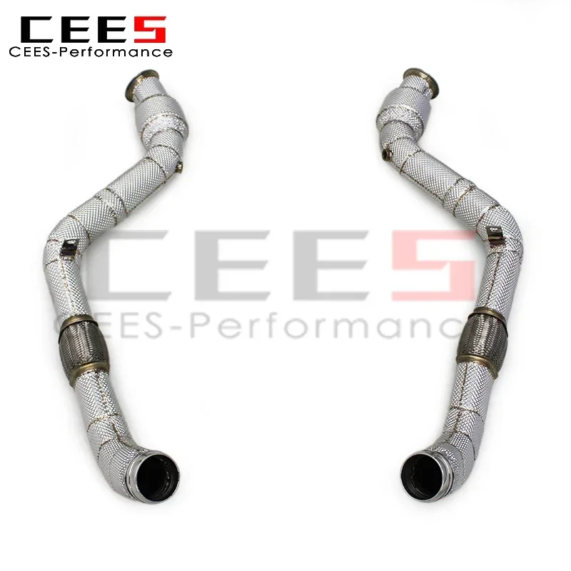 

cees High Flow Catted Downpipe for Bentley Continental GT 6.0T (2020-2024) SUS304 Performance Heat Shield Catalyst Down Pipe